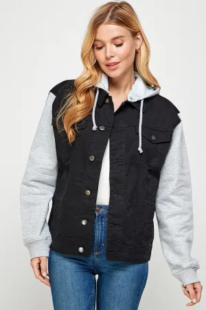 Keep It Cool Denim Jacket with Fleece Hoodie (4 Colors)