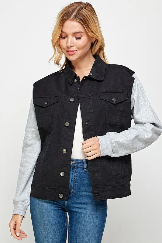 Keep It Cool Denim Jacket with Fleece Hoodie (4 Colors)