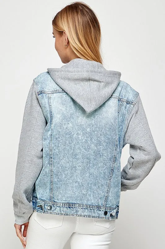 Keep It Cool Denim Jacket with Fleece Hoodie (4 Colors)