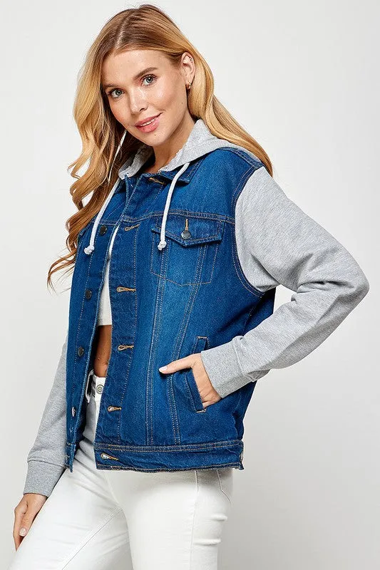 Keep It Cool Denim Jacket with Fleece Hoodie (4 Colors)