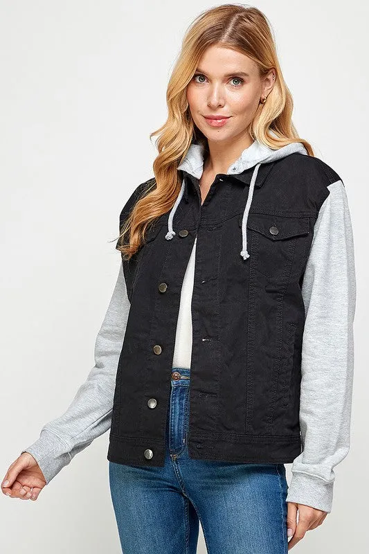 Keep It Cool Denim Jacket with Fleece Hoodie (4 Colors)