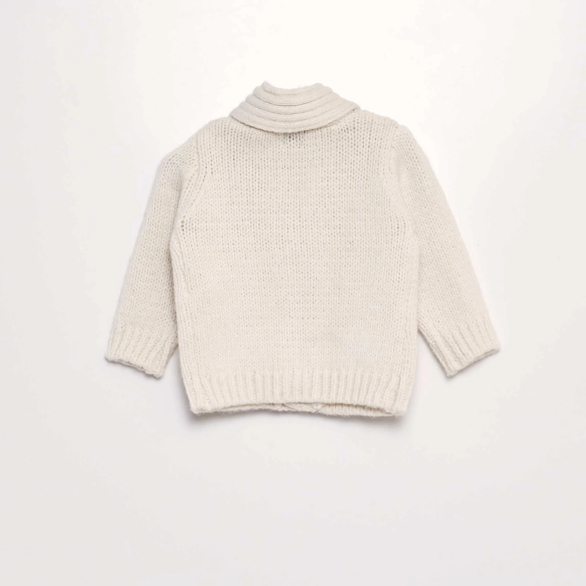 Knitted shawl collar cardigan BEIGE
