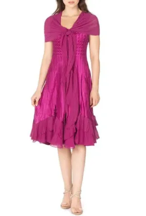 Komarov Shawl Sleeveless A-Line Cocktail Dress, Magenta