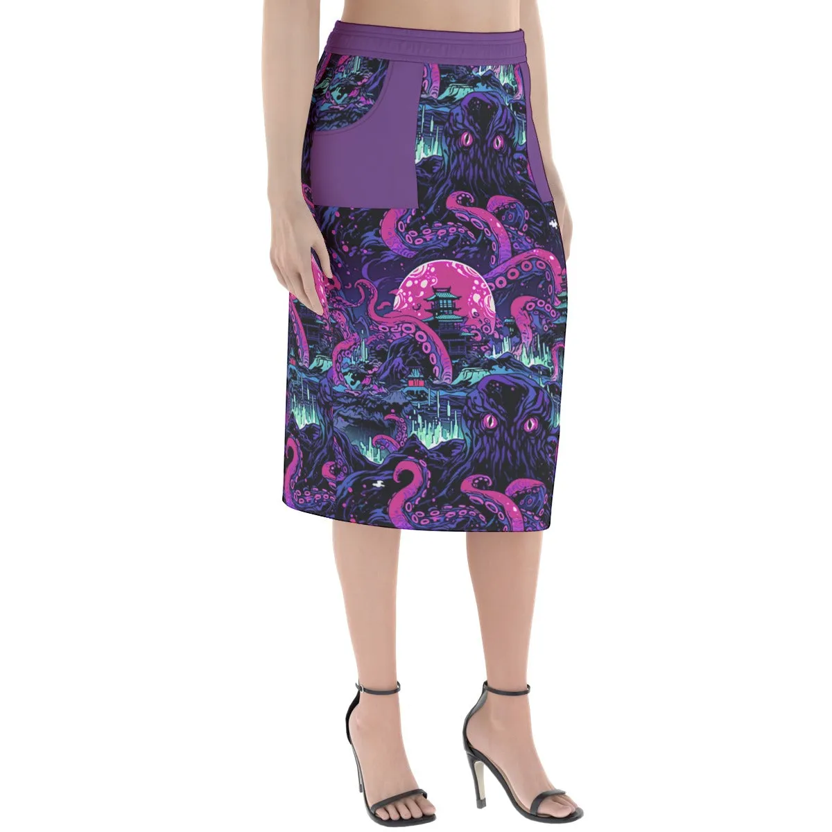 Kraken Invades Tokyo Midi Skirt