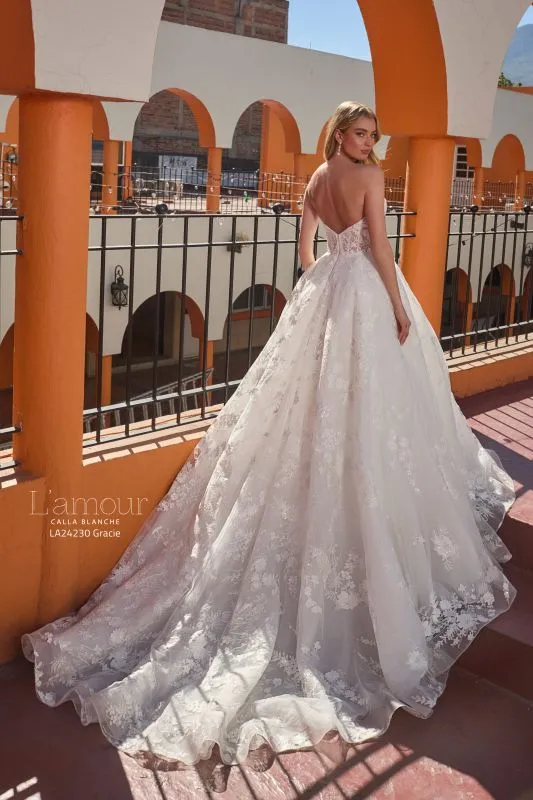 L'amour Size 12 LA24230 Gracie Ivory/Ivory Gown