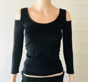 Last Tango Black Cold Shoulder Top