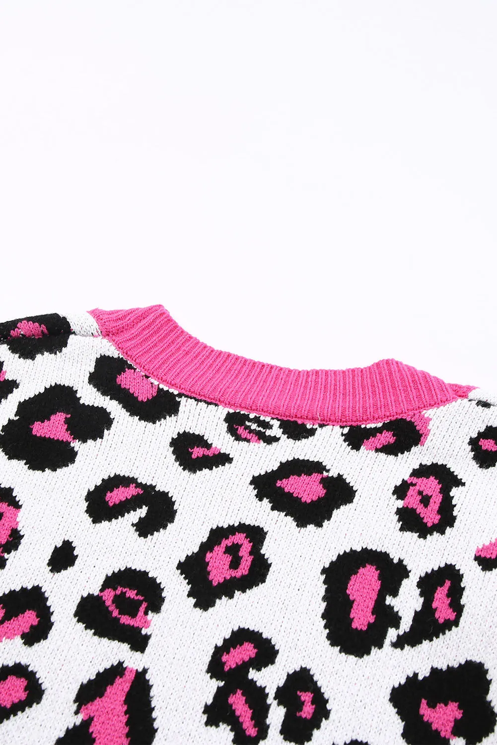 Leopard Contrast Trim Open Front Longline Cardigan*