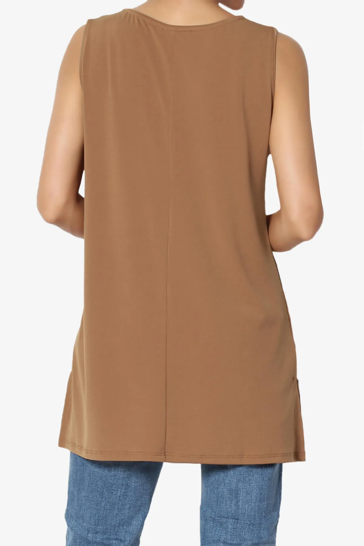 Lilly Sleeveless Side Slit Fluid Knit Tank Top