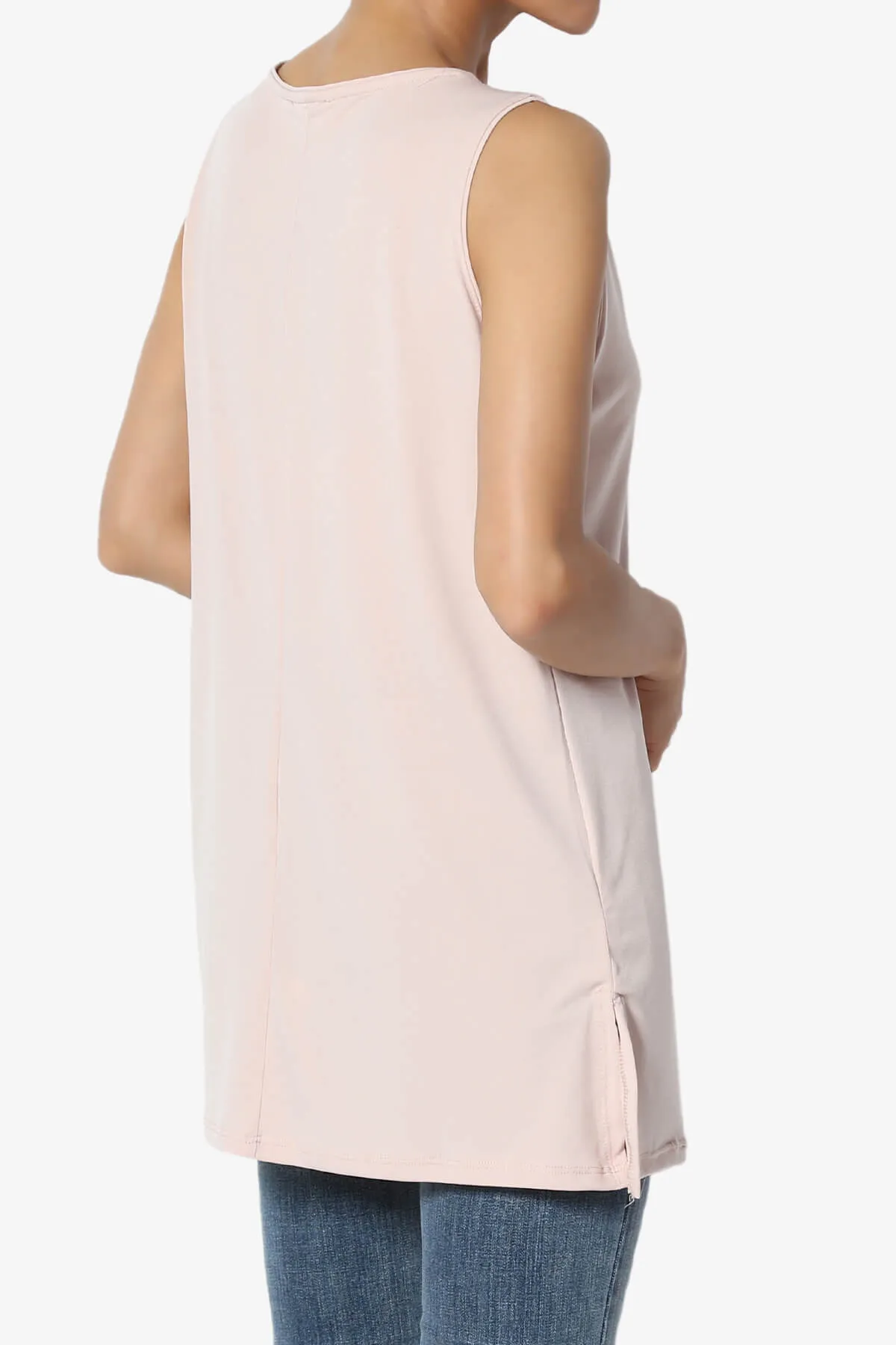 Lilly Sleeveless Side Slit Fluid Knit Tank Top