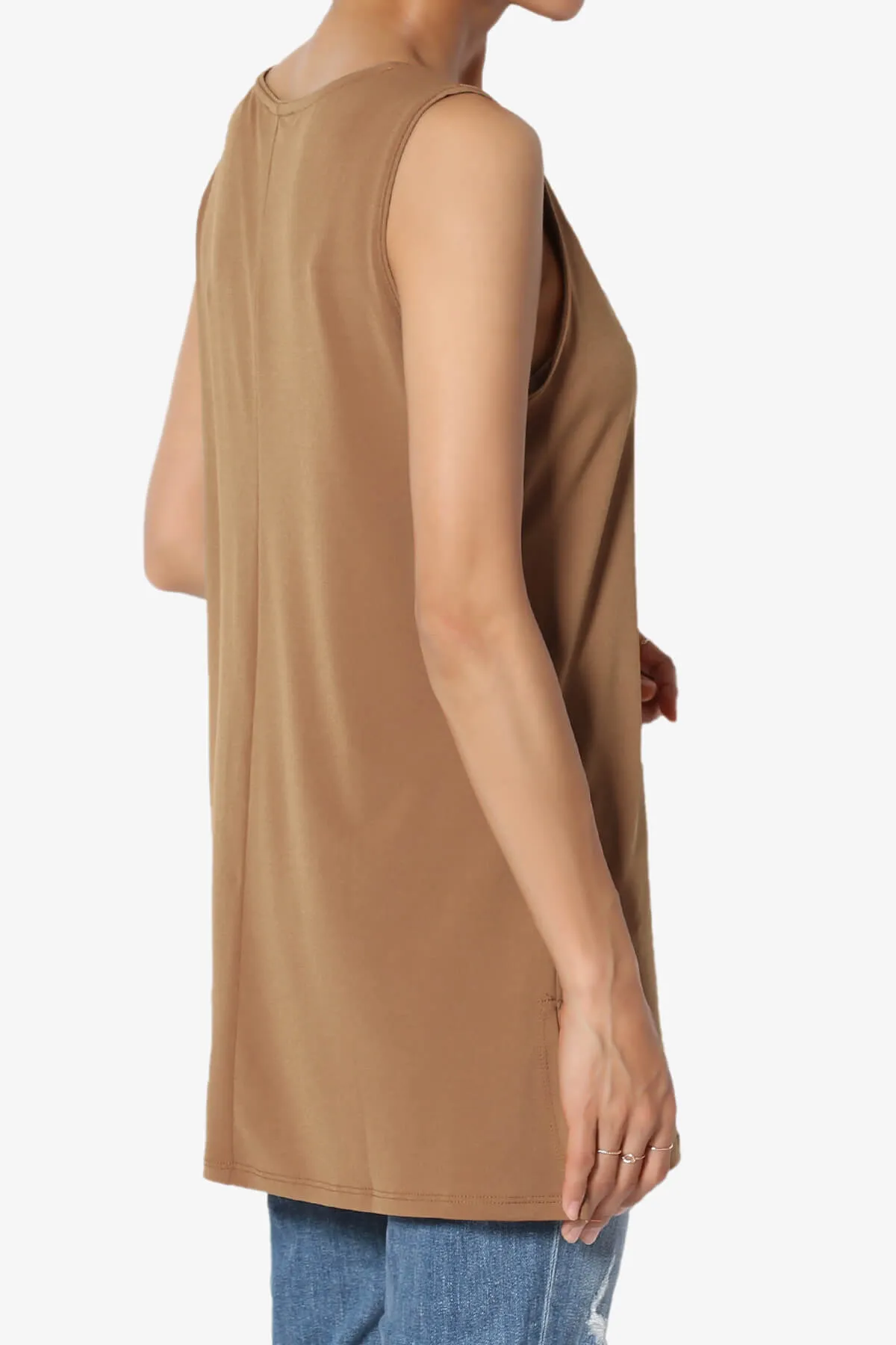 Lilly Sleeveless Side Slit Fluid Knit Tank Top