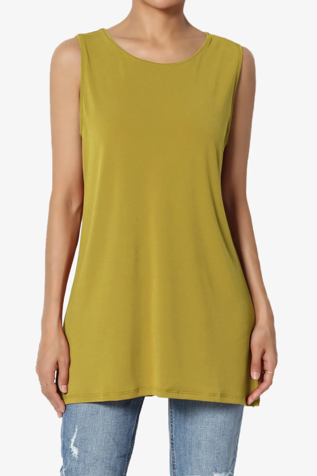 Lilly Sleeveless Side Slit Fluid Knit Tank Top