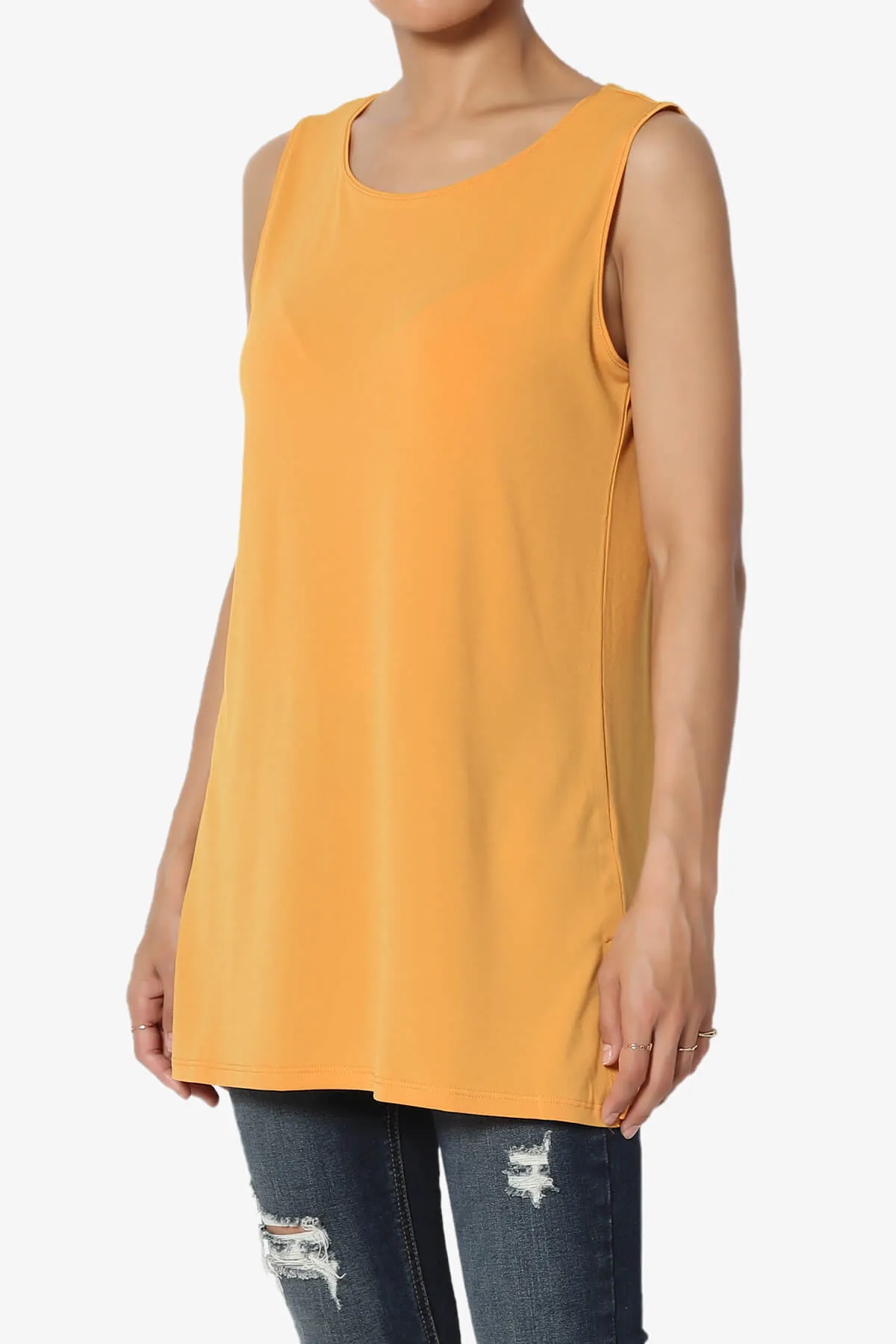 Lilly Sleeveless Side Slit Fluid Knit Tank Top