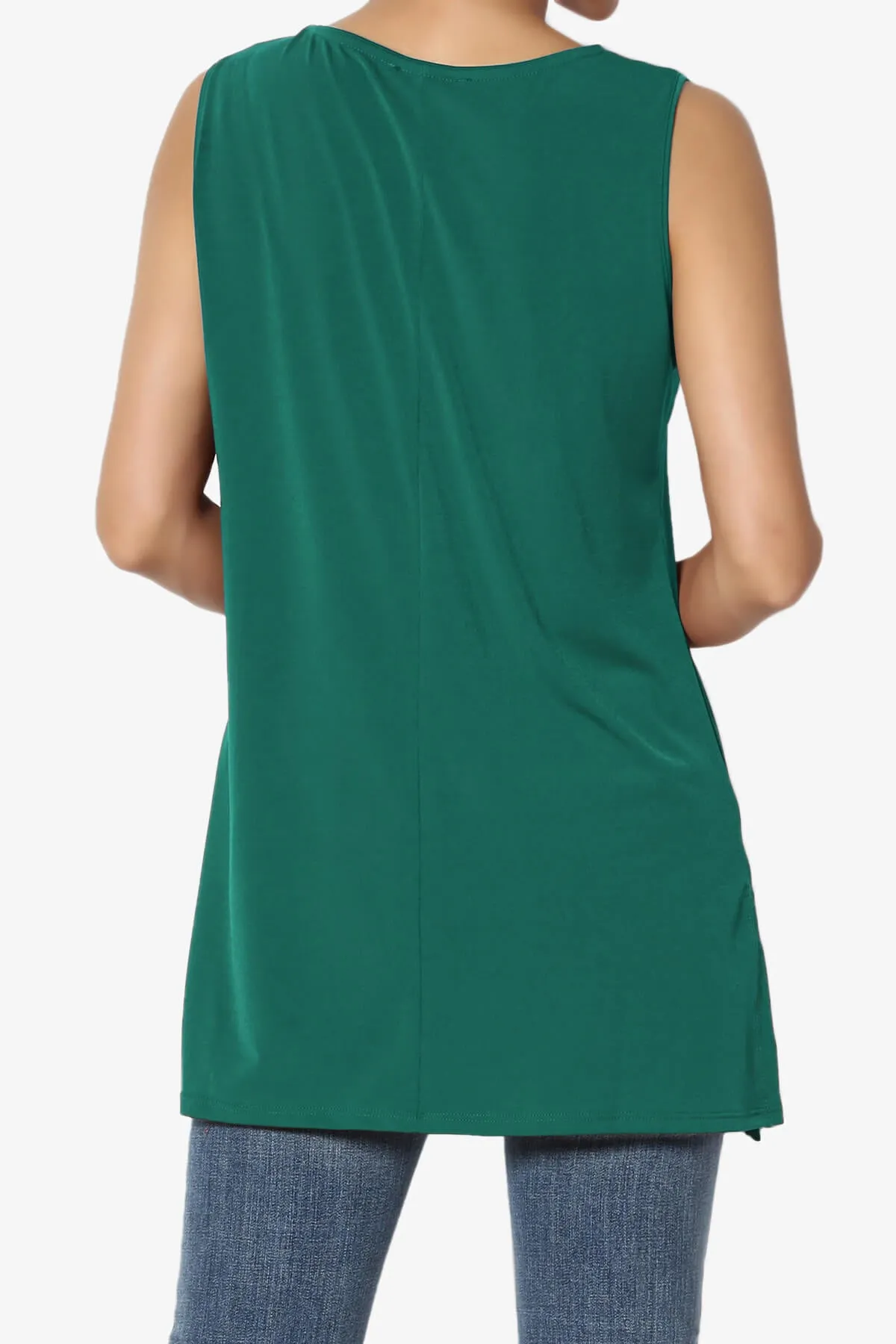 Lilly Sleeveless Side Slit Fluid Knit Tank Top
