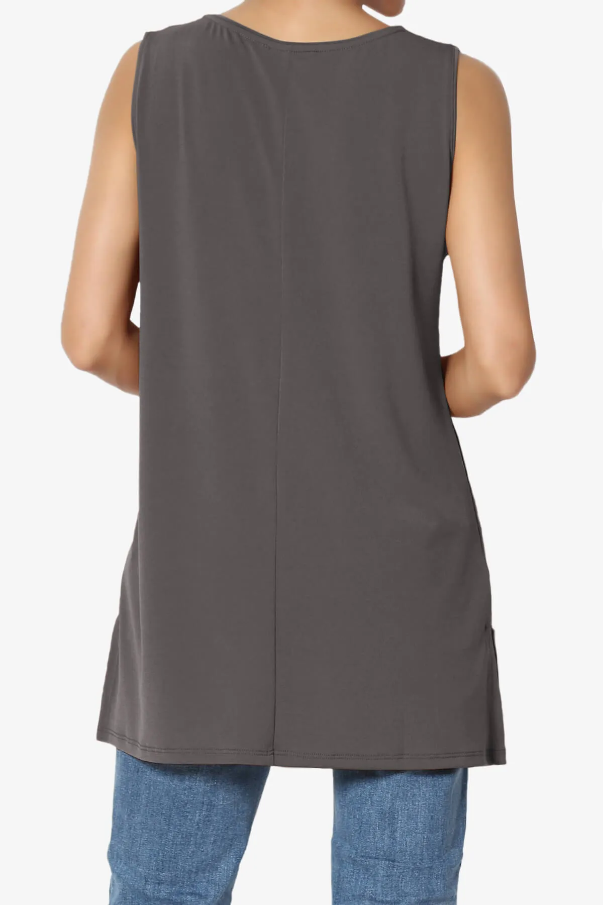 Lilly Sleeveless Side Slit Fluid Knit Tank Top