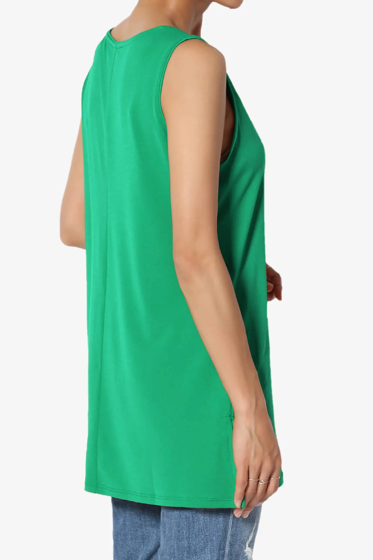 Lilly Sleeveless Side Slit Fluid Knit Tank Top