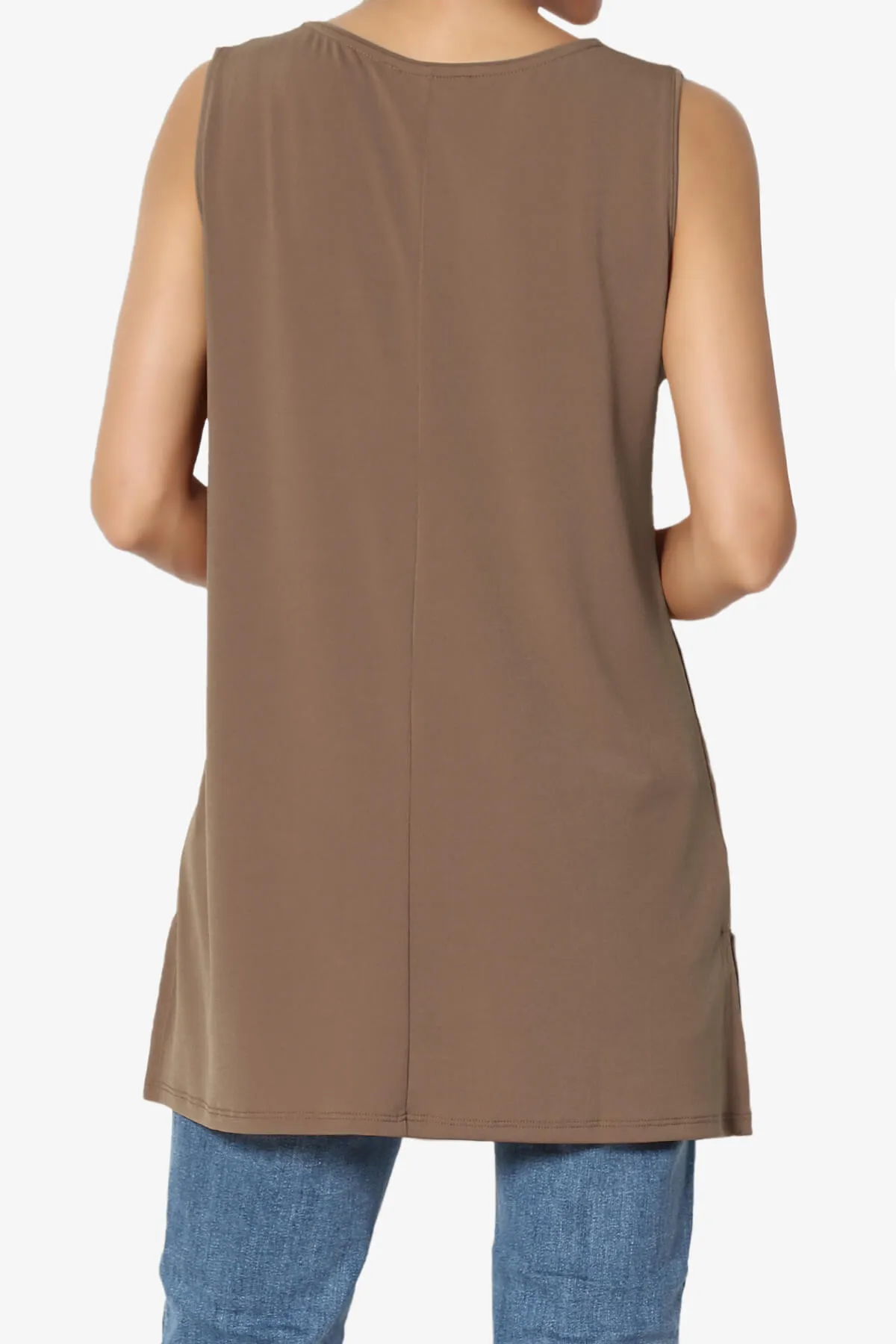 Lilly Sleeveless Side Slit Fluid Knit Tank Top