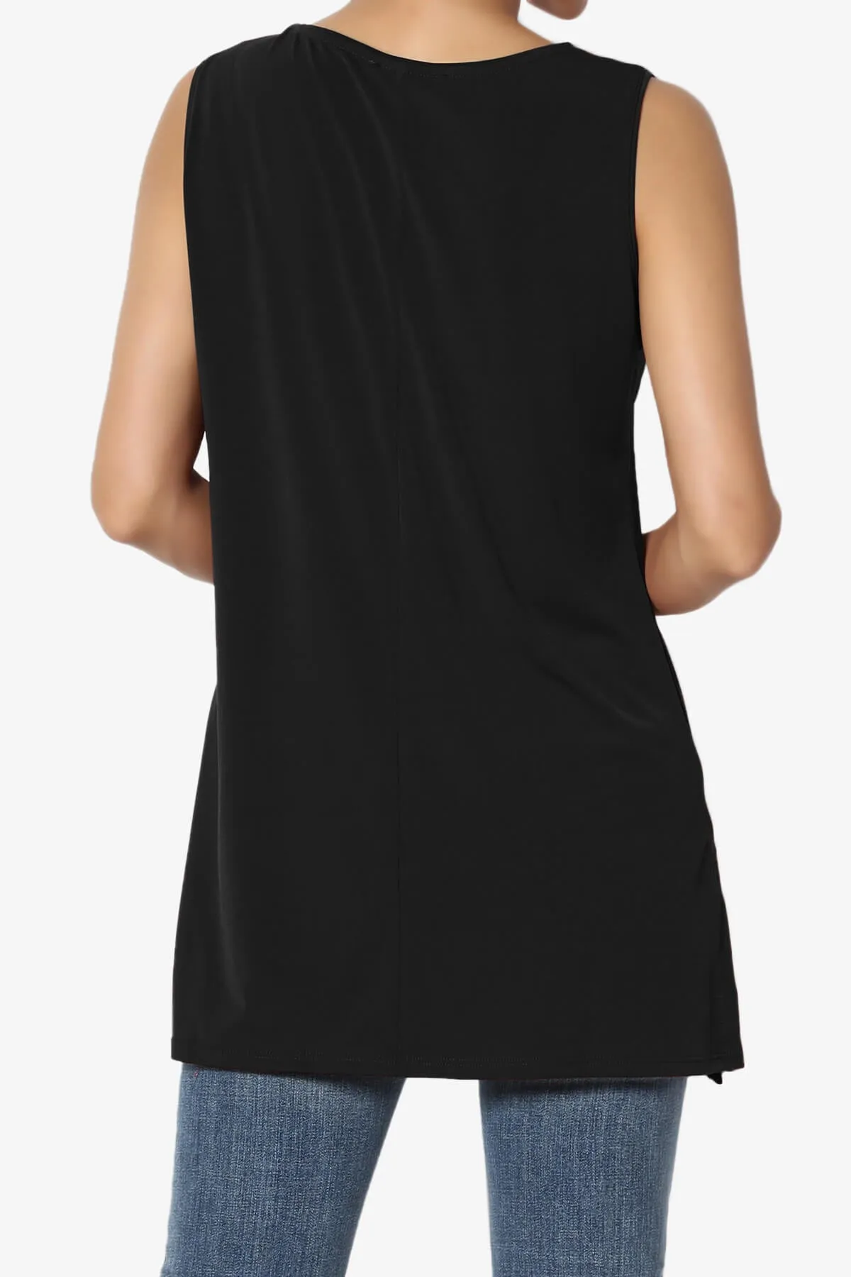Lilly Sleeveless Side Slit Fluid Knit Tank Top