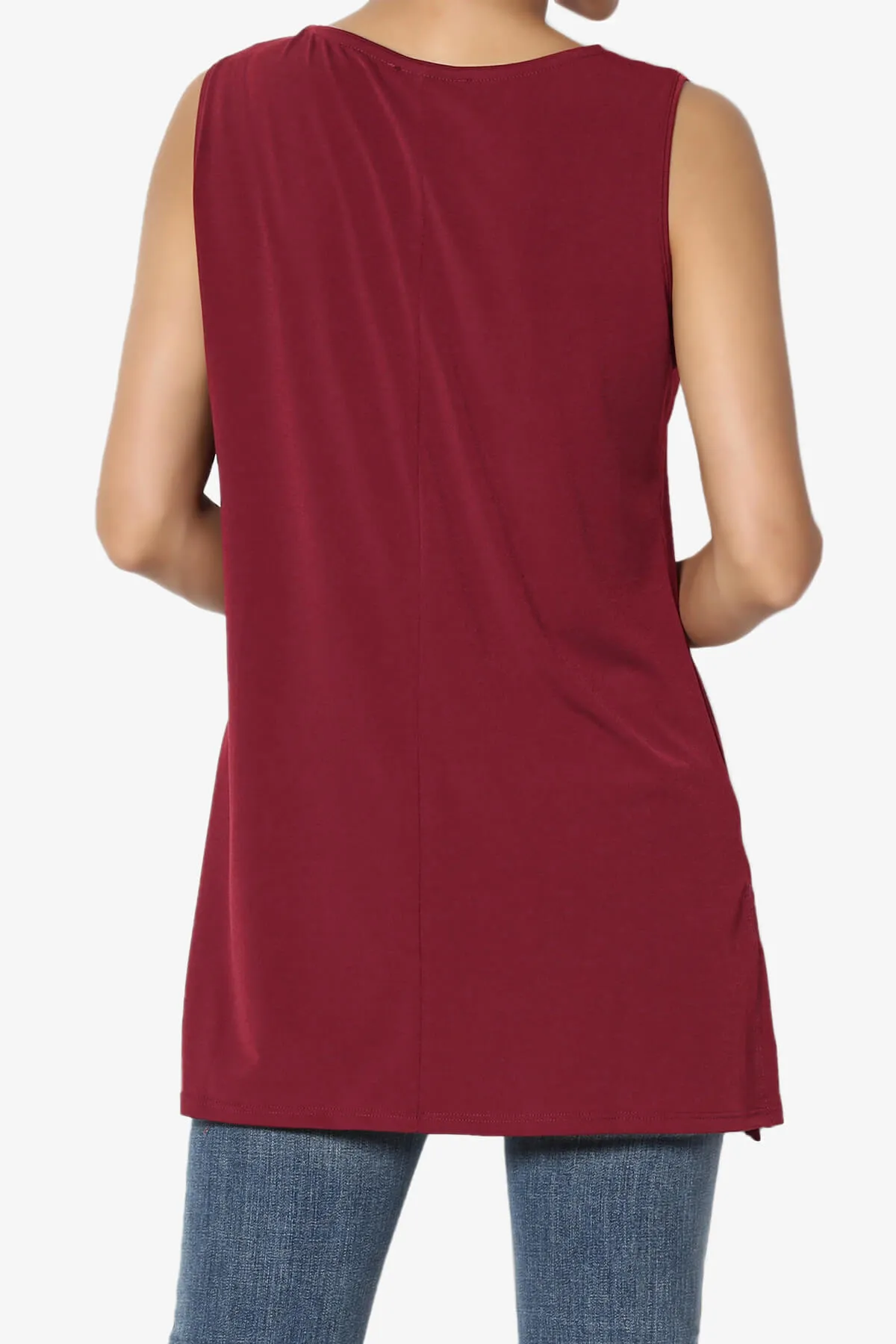 Lilly Sleeveless Side Slit Fluid Knit Tank Top
