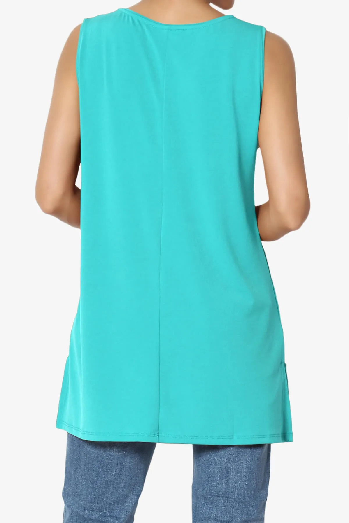 Lilly Sleeveless Side Slit Fluid Knit Tank Top