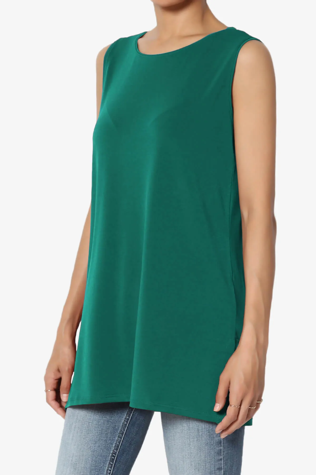 Lilly Sleeveless Side Slit Fluid Knit Tank Top