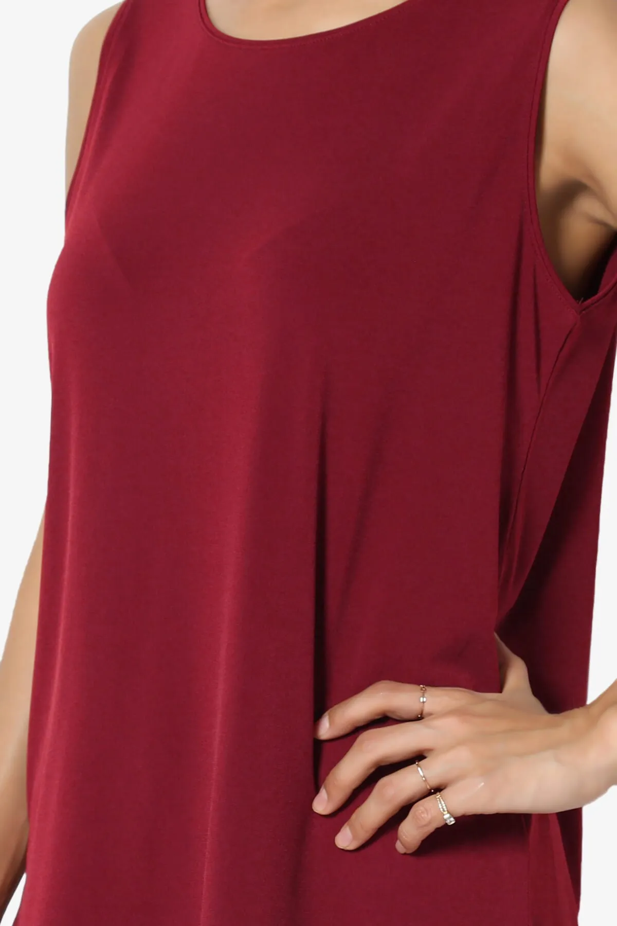 Lilly Sleeveless Side Slit Fluid Knit Tank Top