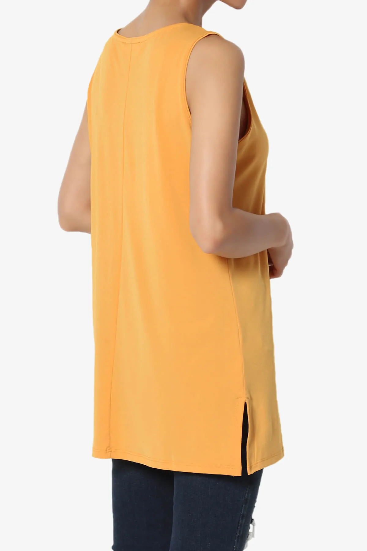 Lilly Sleeveless Side Slit Fluid Knit Tank Top