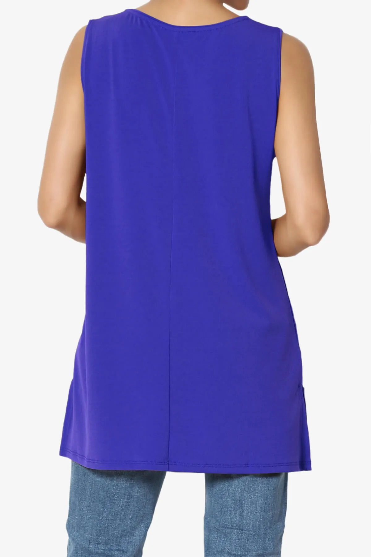 Lilly Sleeveless Side Slit Fluid Knit Tank Top