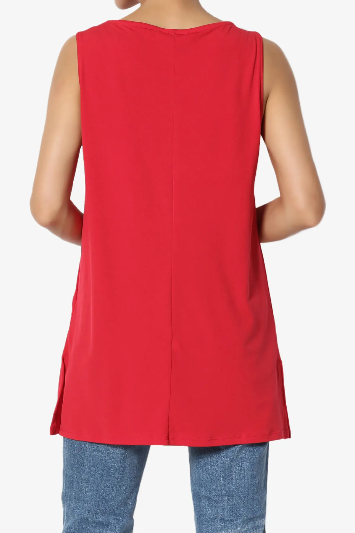 Lilly Sleeveless Side Slit Fluid Knit Tank Top
