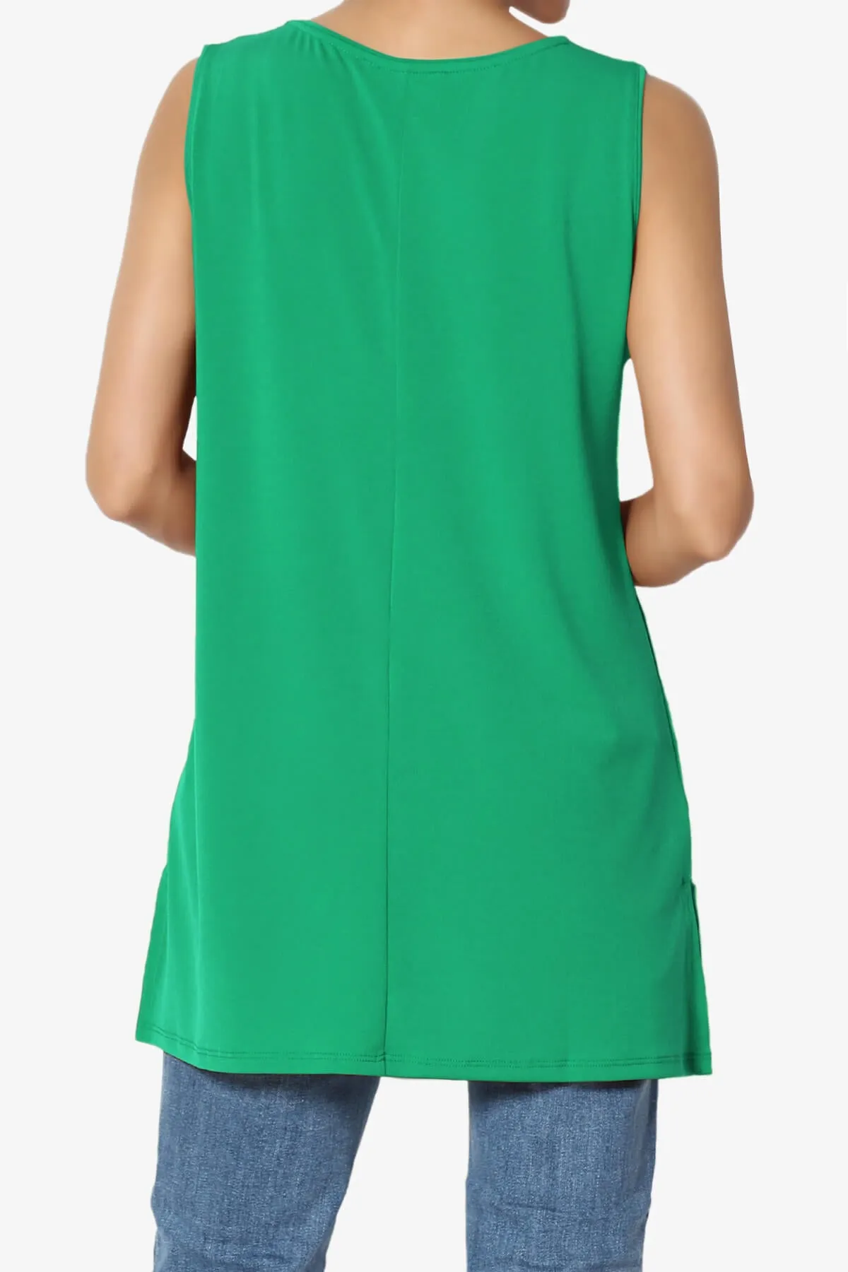 Lilly Sleeveless Side Slit Fluid Knit Tank Top