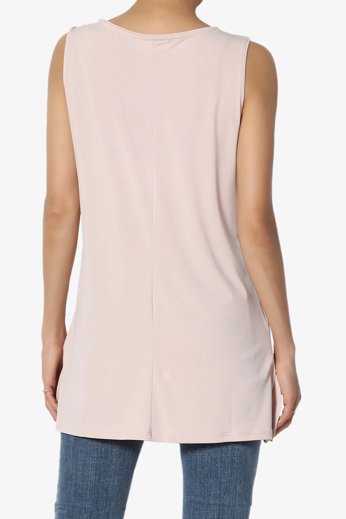 Lilly Sleeveless Side Slit Fluid Knit Tank Top