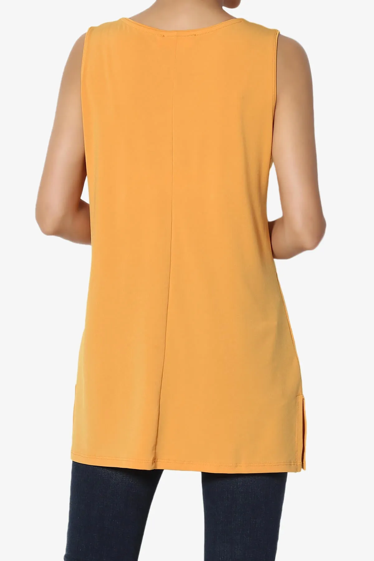 Lilly Sleeveless Side Slit Fluid Knit Tank Top