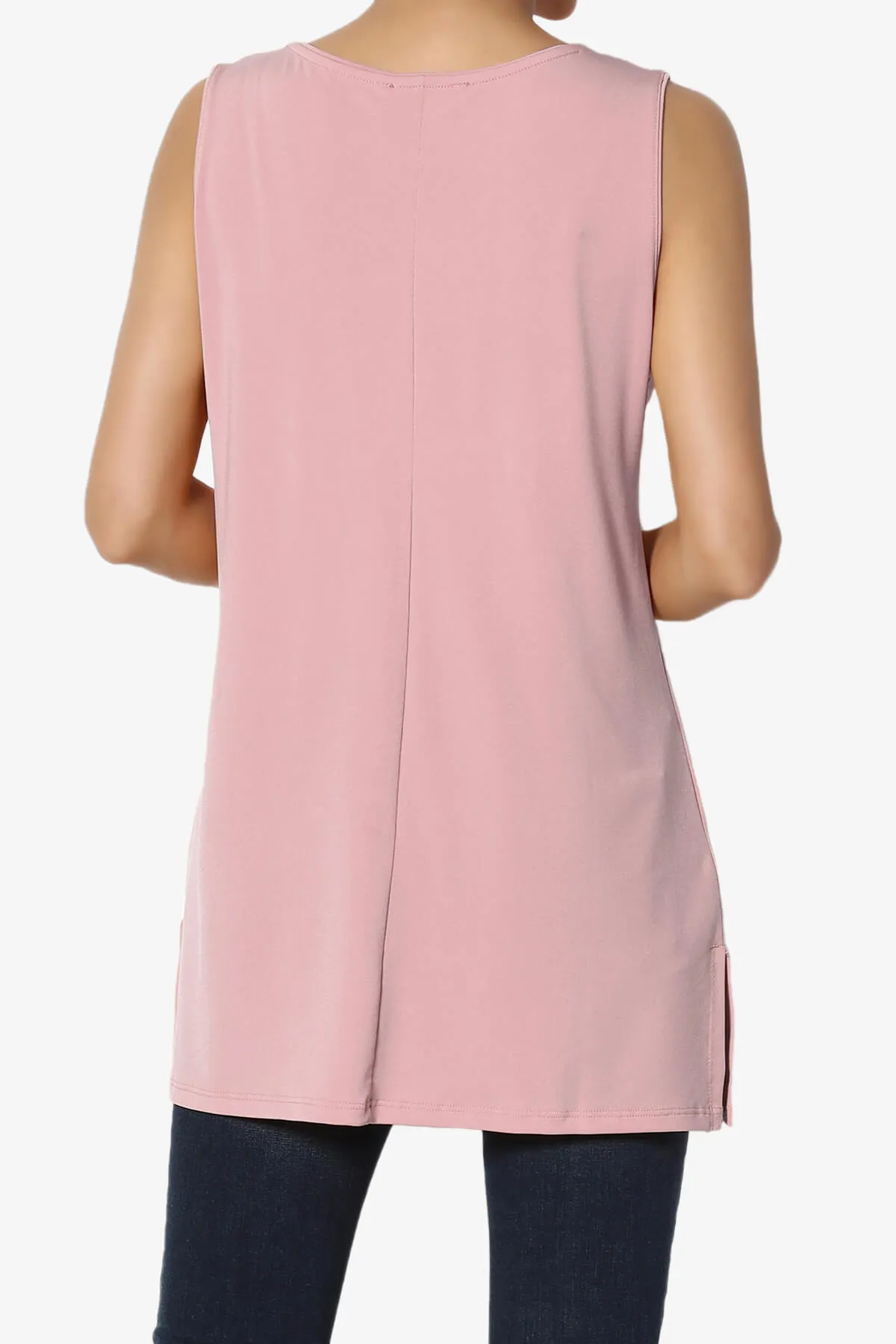Lilly Sleeveless Side Slit Fluid Knit Tank Top
