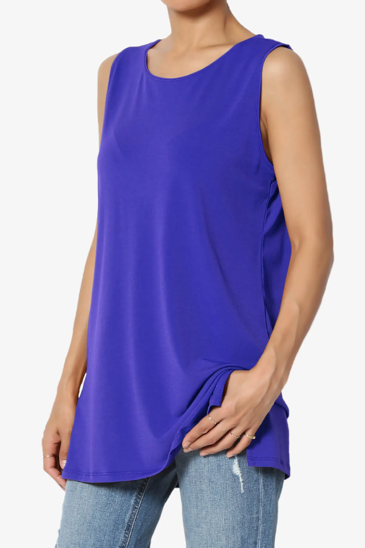 Lilly Sleeveless Side Slit Fluid Knit Tank Top
