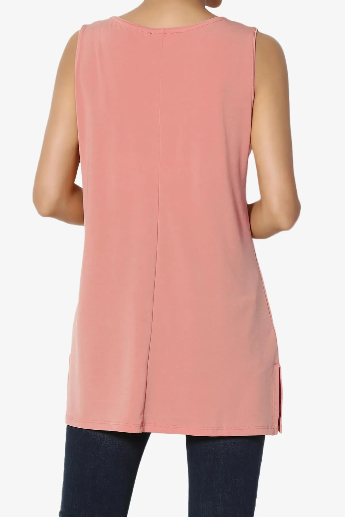 Lilly Sleeveless Side Slit Fluid Knit Tank Top