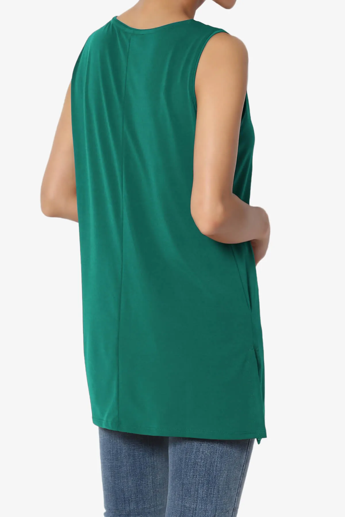Lilly Sleeveless Side Slit Fluid Knit Tank Top
