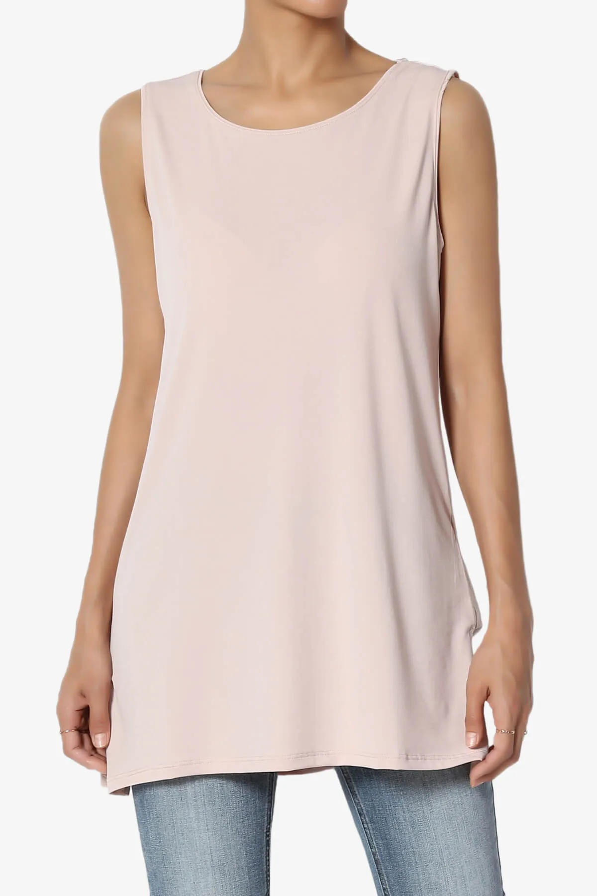Lilly Sleeveless Side Slit Fluid Knit Tank Top