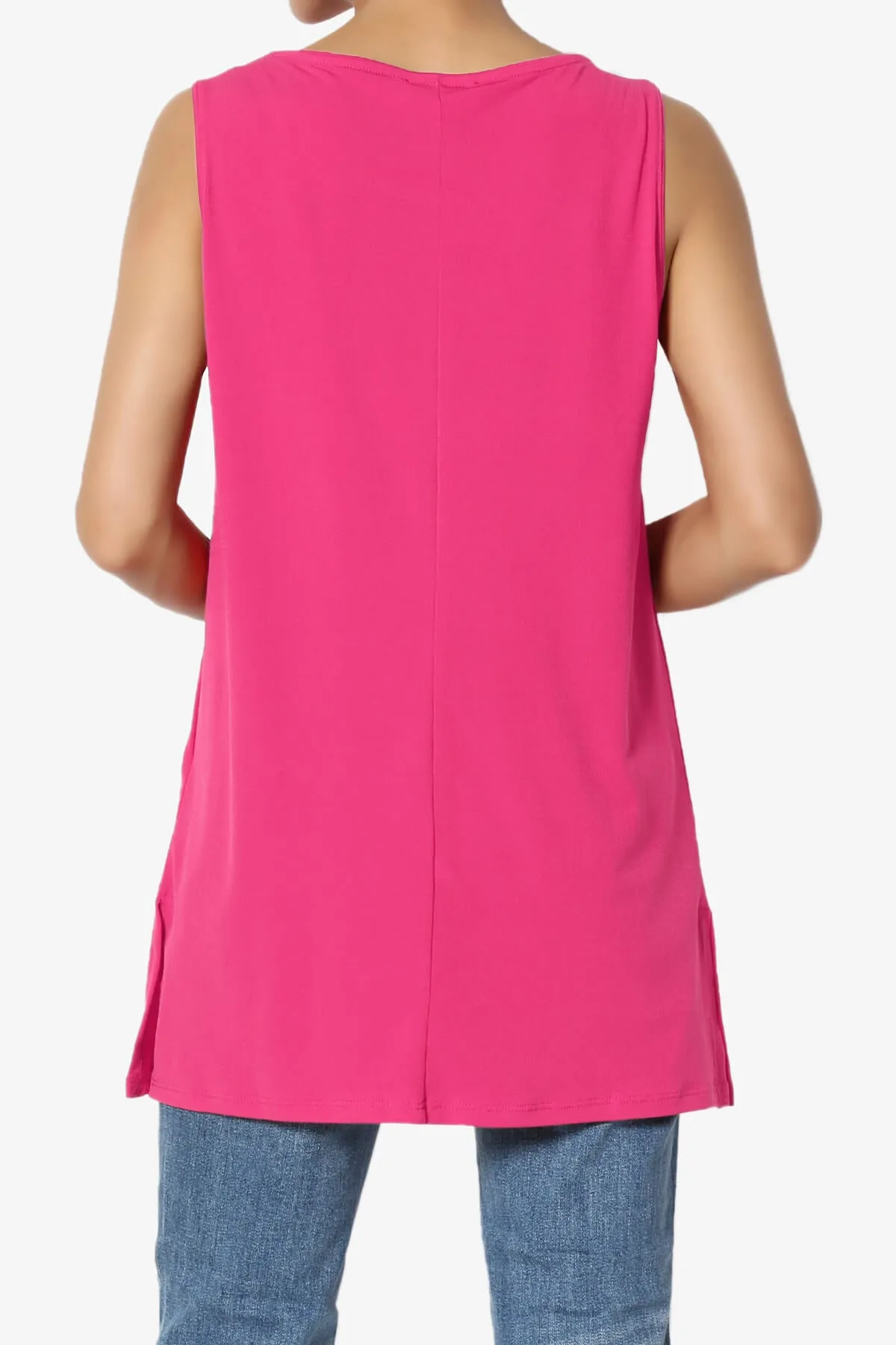 Lilly Sleeveless Side Slit Fluid Knit Tank Top