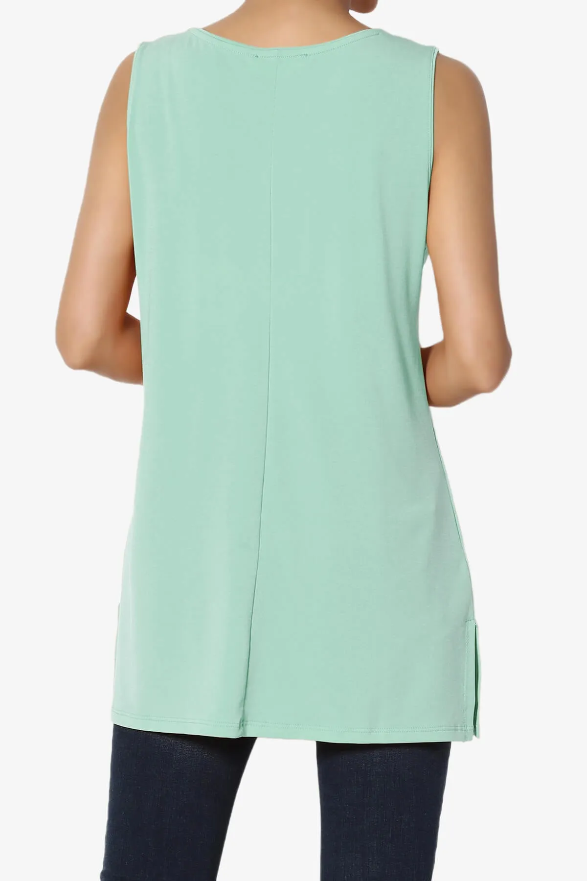 Lilly Sleeveless Side Slit Fluid Knit Tank Top