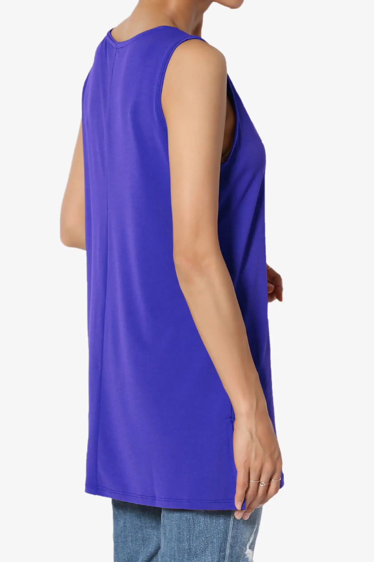 Lilly Sleeveless Side Slit Fluid Knit Tank Top