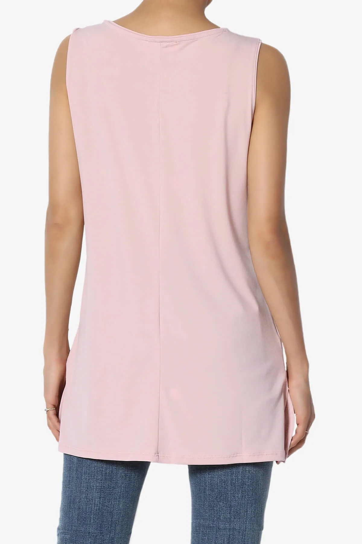 Lilly Sleeveless Side Slit Fluid Knit Tank Top
