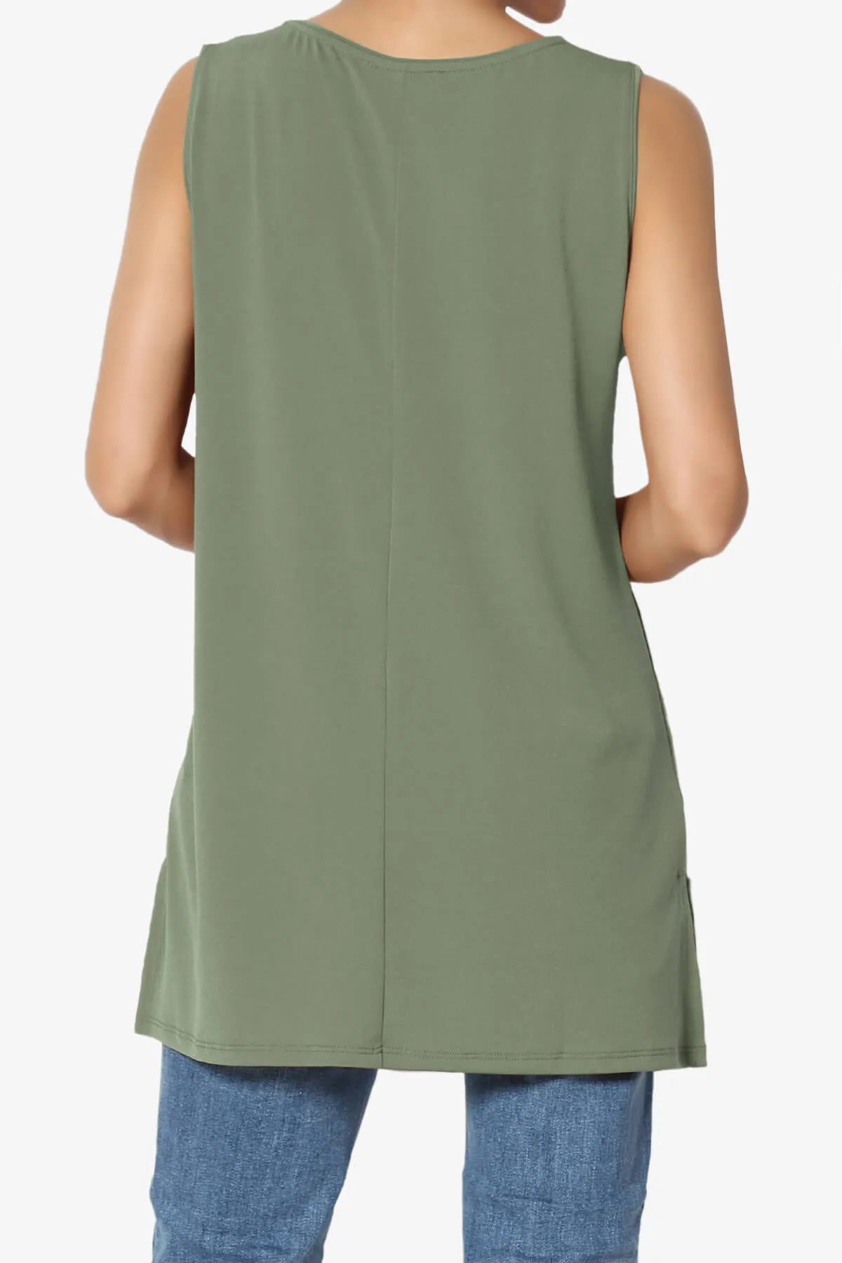 Lilly Sleeveless Side Slit Fluid Knit Tank Top
