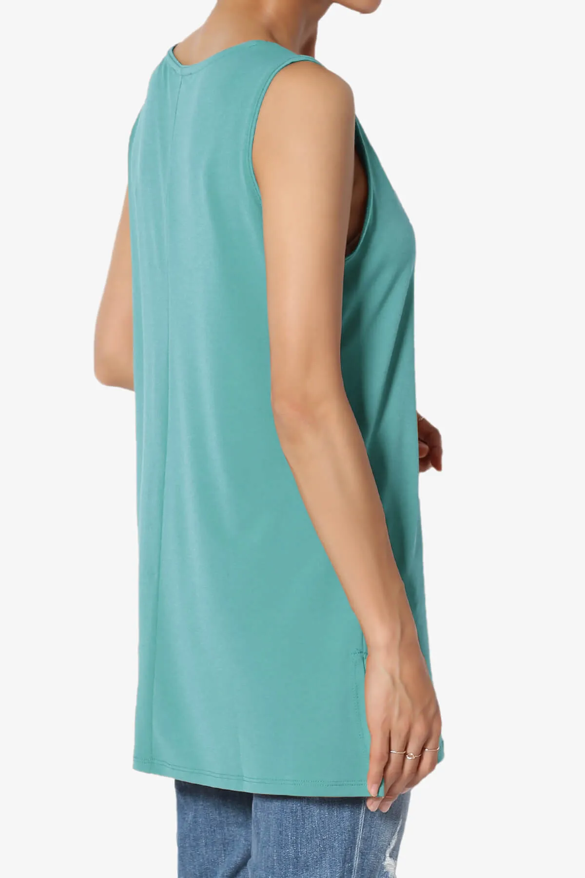 Lilly Sleeveless Side Slit Fluid Knit Tank Top