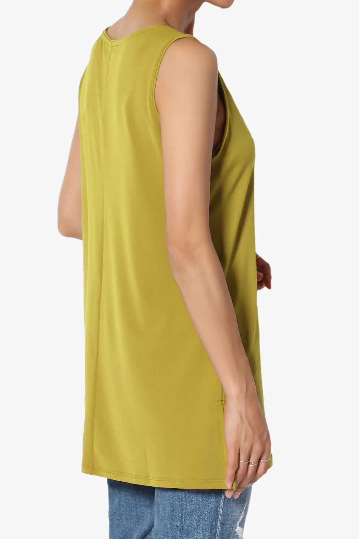 Lilly Sleeveless Side Slit Fluid Knit Tank Top