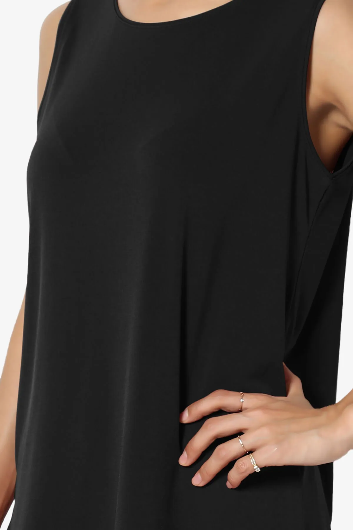 Lilly Sleeveless Side Slit Fluid Knit Tank Top