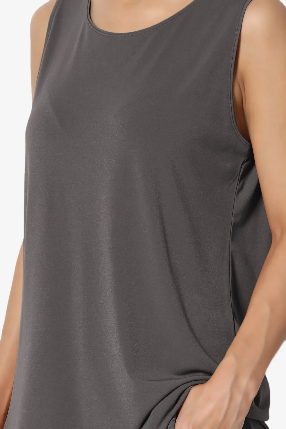 Lilly Sleeveless Side Slit Fluid Knit Tank Top