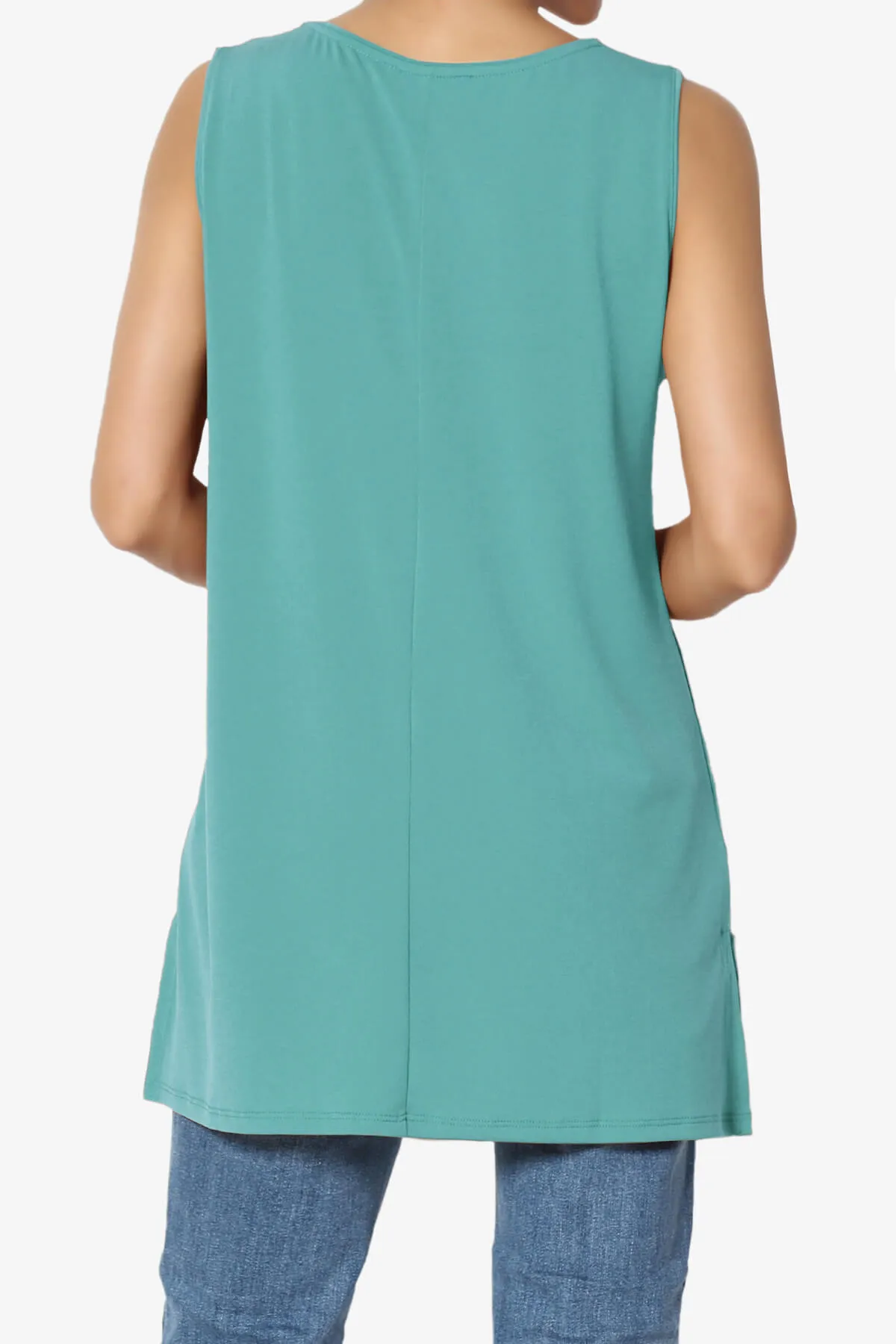 Lilly Sleeveless Side Slit Fluid Knit Tank Top
