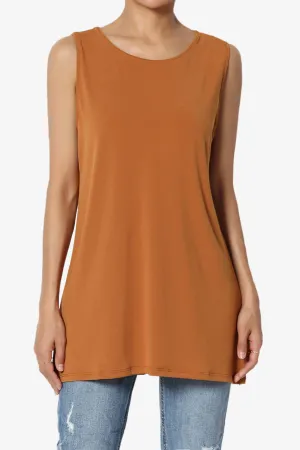 Lilly Sleeveless Side Slit Fluid Knit Tank Top
