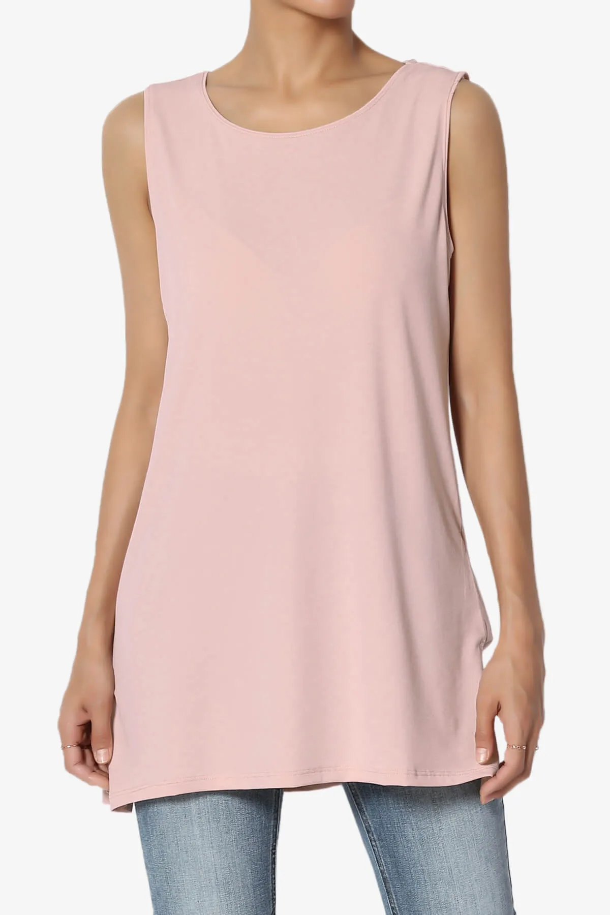 Lilly Sleeveless Side Slit Fluid Knit Tank Top