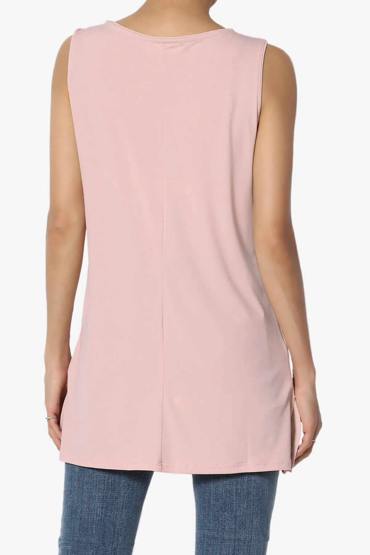 Lilly Sleeveless Side Slit Fluid Knit Tank Top