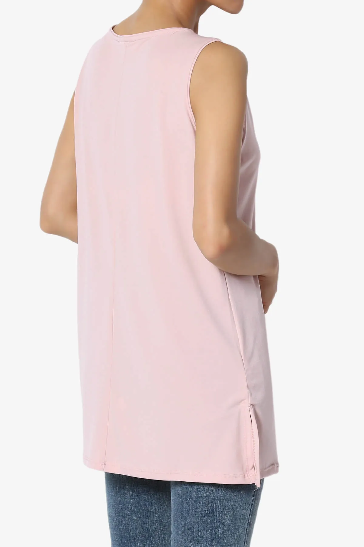 Lilly Sleeveless Side Slit Fluid Knit Tank Top